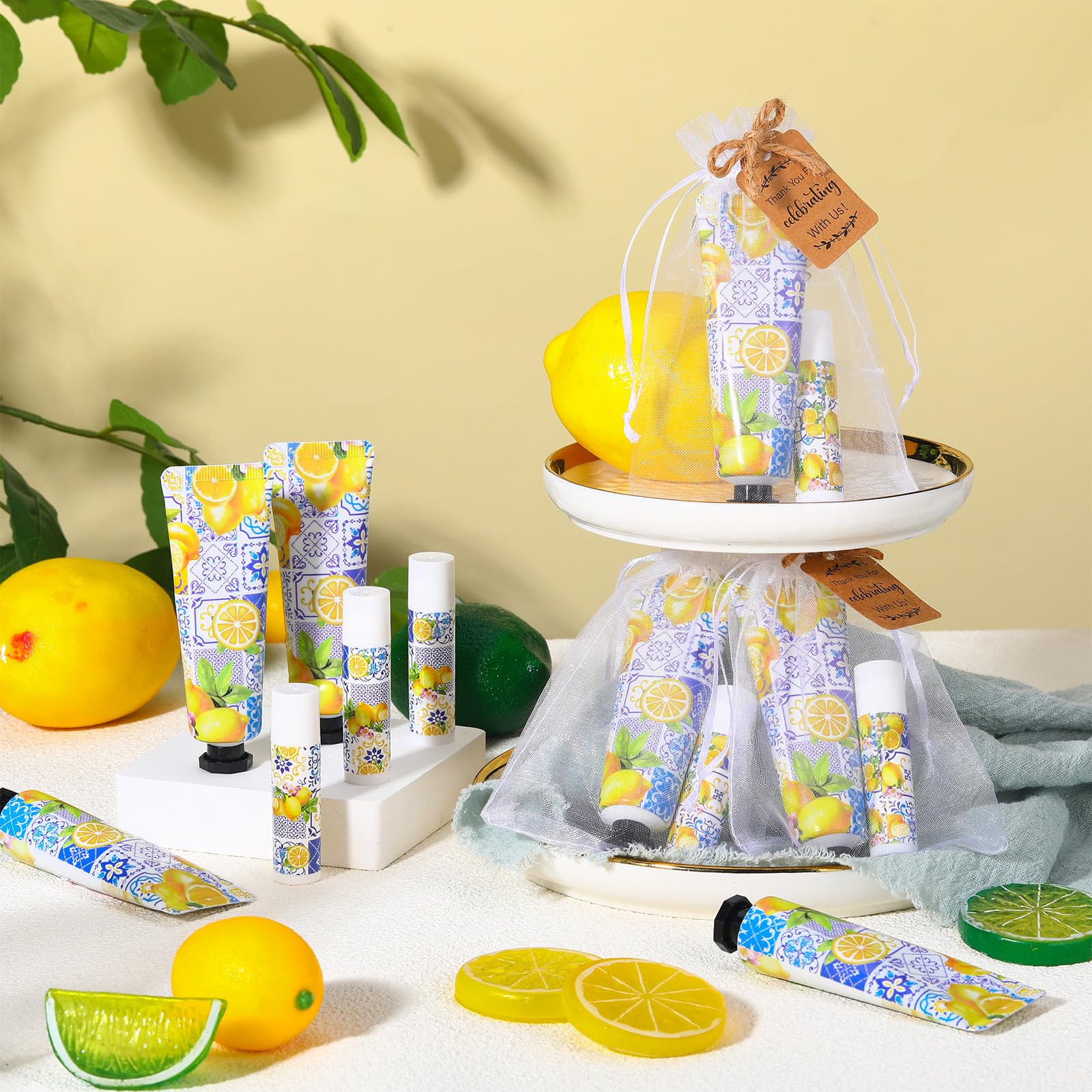 Amazon.com : Dansib 24 Sets Lemon Hand Cream and Lip Balm Gift